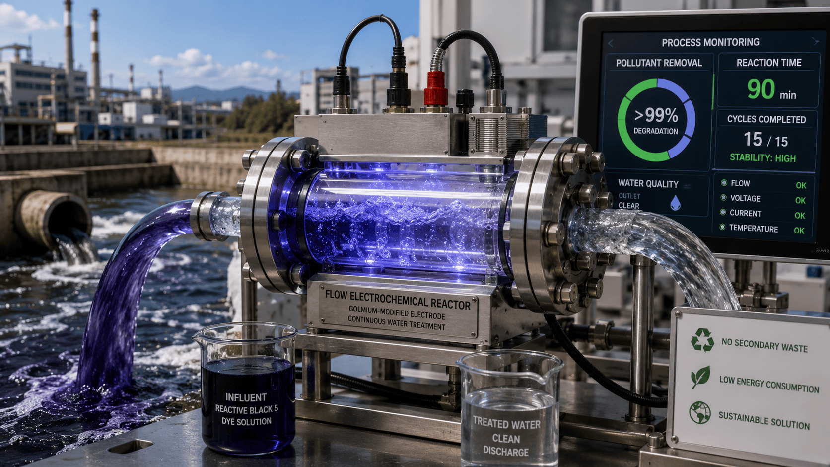 Inovatívny prúdový elektrochemický reaktor odstraňuje nebezpečné textilné farbivo z odpadovej vody