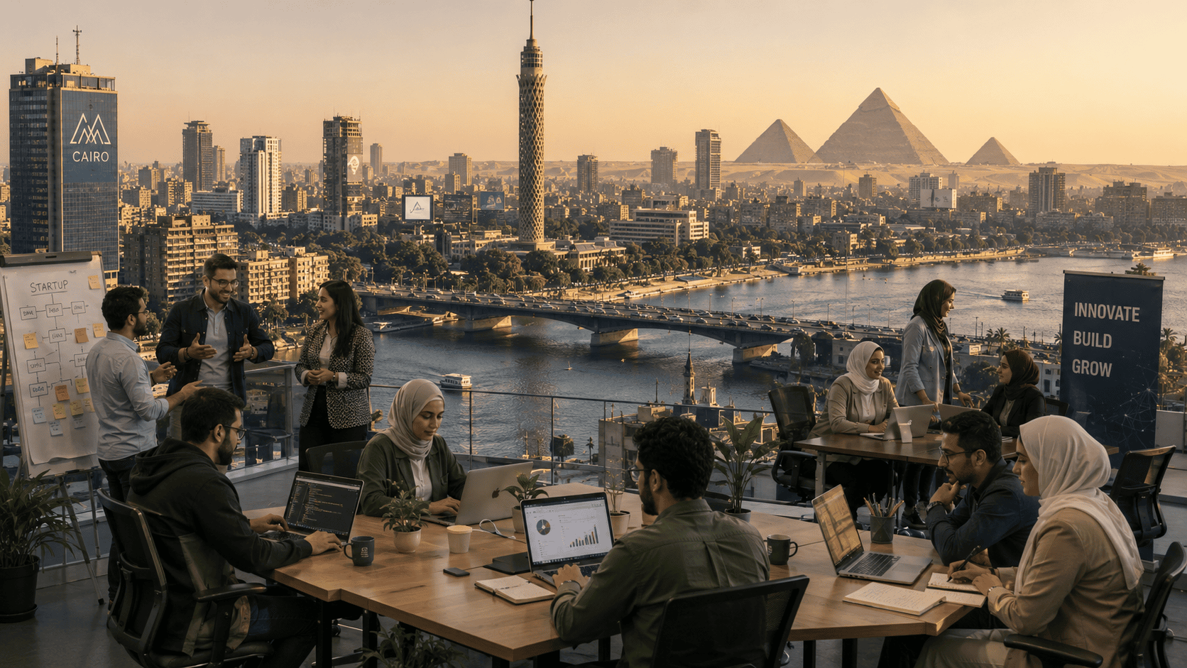 Moderné technologické centrum a coworkingové priestory pre začínajúce startupy v Káhire