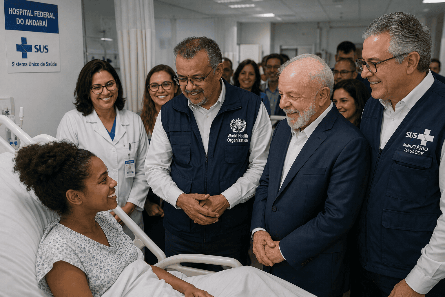 Generálny riaditeľ WHO Tedros Adhanom Ghebreyesus si prezerá moderné vybavenie federálnej nemocnice Andaraí v Rio de Janeiro